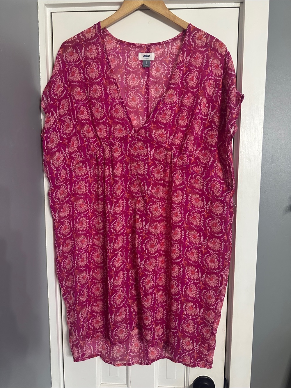 Sheer floral swim cover up